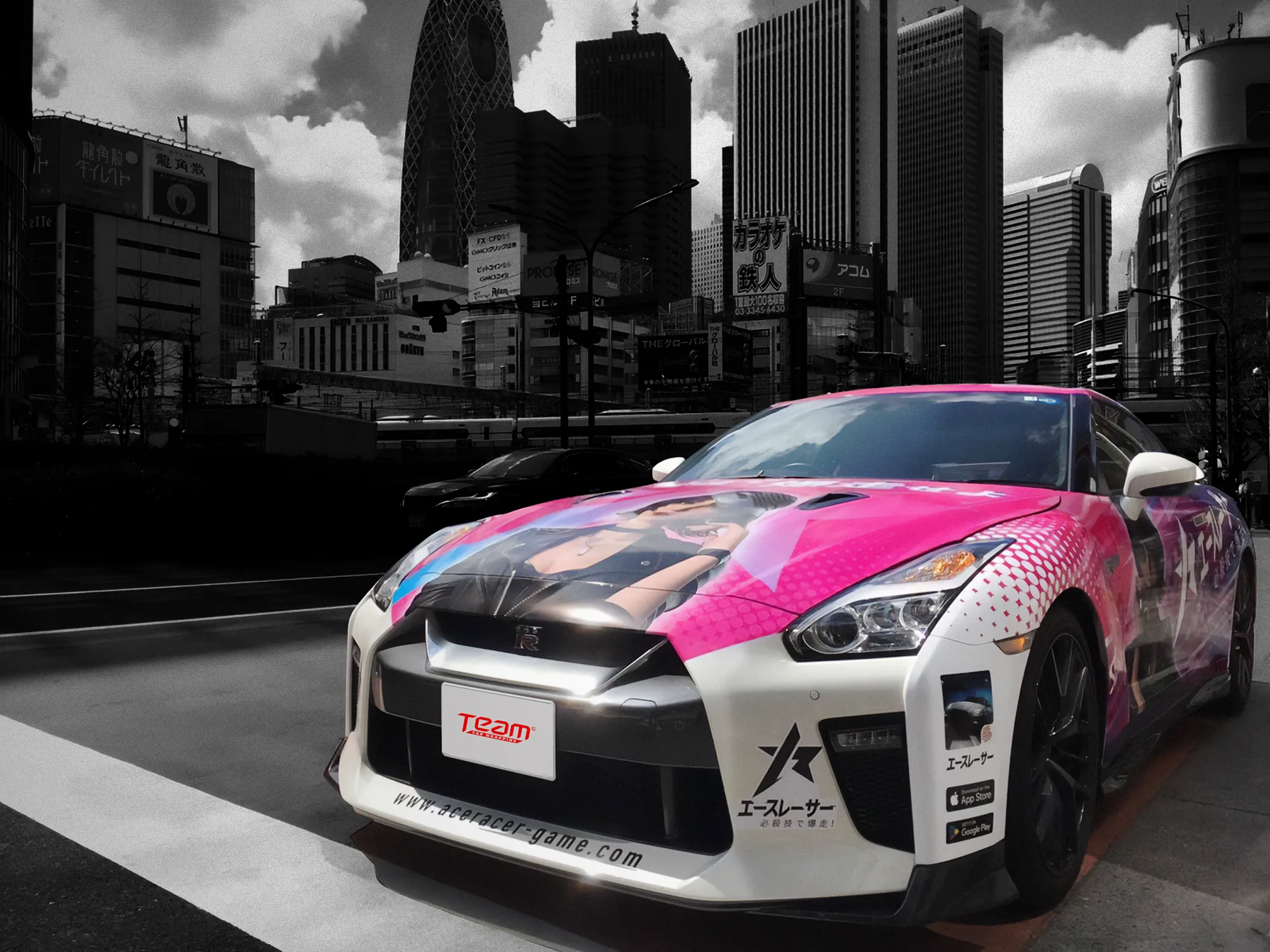 Wrapped sports car showcasing TEAM Inc.'s design and installation.